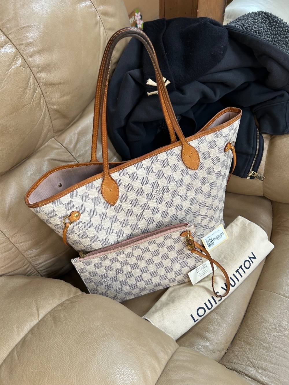 🩷FULL SET Louis Vuitton Neverfull mm Azur Ballerine🩷 - Picture 11 of 15
